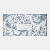 Elegant  Frans gegraveerd Floral Toile-Blue Bureaumat (Keyboard & Muis)