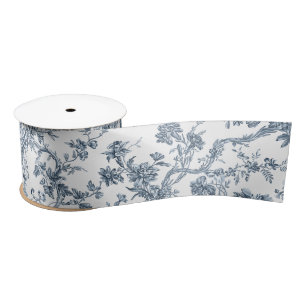 Elegant  Frans gegraveerd Floral Toile-Blue Lint