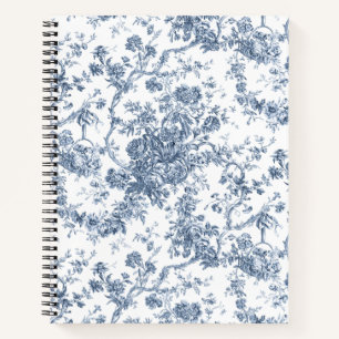 Elegant  Frans gegraveerd Floral Toile-Blue Notitieboek