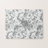 Elegant Frans gegraveerd Floral Toile-Grey Legpuzzel (Horizontaal)