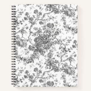 Elegant Frans gegraveerd Floral Toile-Grey Notitieboek
