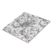 Elegant  Frans gegraveerd Floral Toile-Grey Tegeltje (Zijkant)