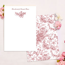 Elegant Frans gegraveerd Floral Toile-Pink Notitiekaartje