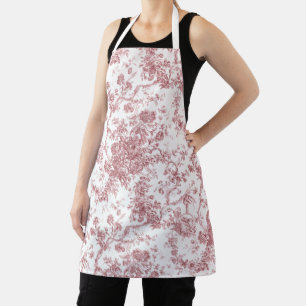Elegant Frans gegraveerd Floral Toile-Pink Schort