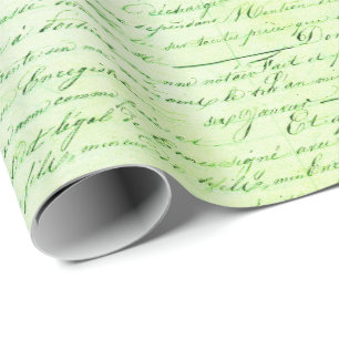 Elegant Frans Handgeschreven Brief Groen Cadeaupapier