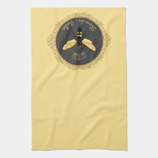 Elegant Frans Koningin Bee Grijs Goud Geel Theedoek (Verticaal)