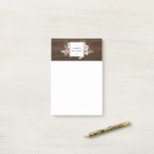 Elegant Frans Land Roze Rozen op Woodgrain Post-it® Notes (Op bureau)