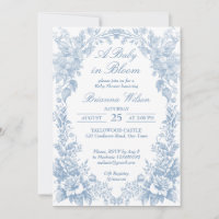 Elegant Frans toile chinoiserie blauw baby shower