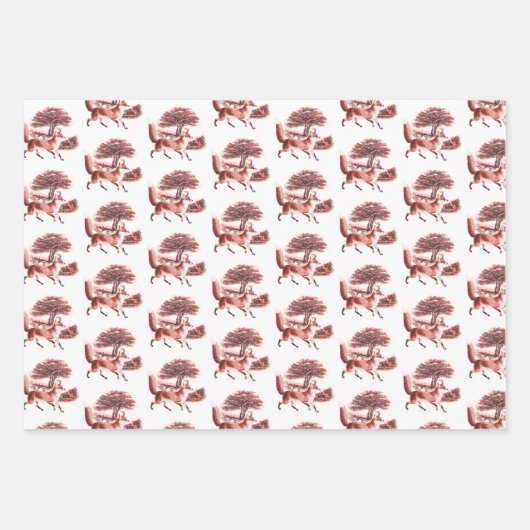 Elegant  Frans Toile Fox Hare County Inpakpapier Vel (Voorkant 3)