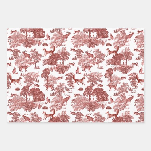 Elegant  Frans Toile Fox Hare County Inpakpapier Vel (Voorkant)