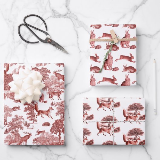 Elegant  Frans Toile Fox Hare County Inpakpapier Vel (Voorkant)