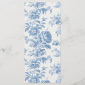 Elegant Frans toilet Blauwe Bloemen bruiloft Menu (Achterkant)