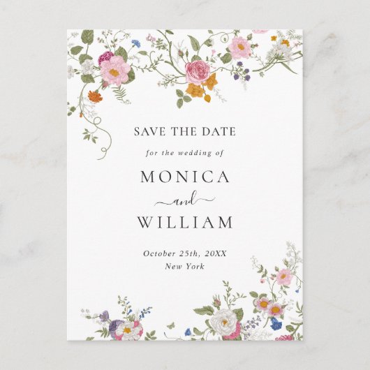 Elegant Frans Tuin Bruiloft Save the Date Briefkaart (Voorkant)