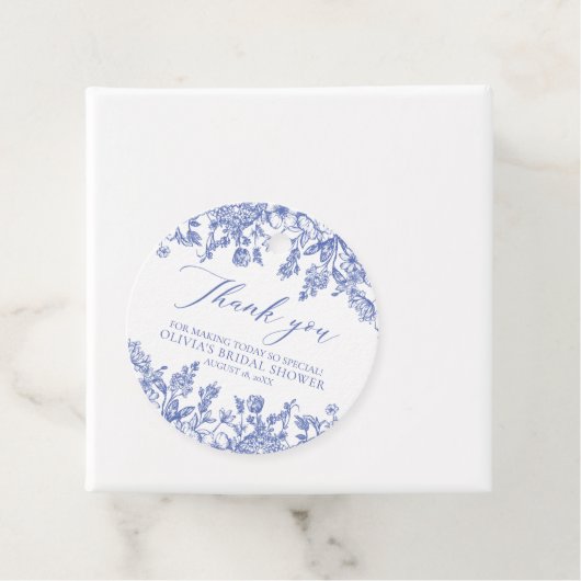 Elegant Frans Victoriaans Blauw Bloemen Vrijgezell Bedankjes Labels (In situ)