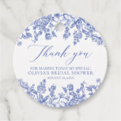 Elegant Frans Victoriaans Blauw Bloemen Vrijgezell Bedankjes Labels (Voorkant)