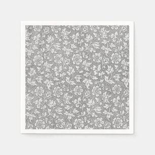 Elegant Frans vintage grijs bloempatroon Servet