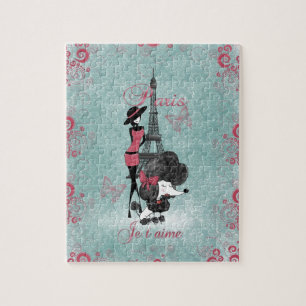 Elegant  Franse poodole meisjes silhouette Legpuzzel