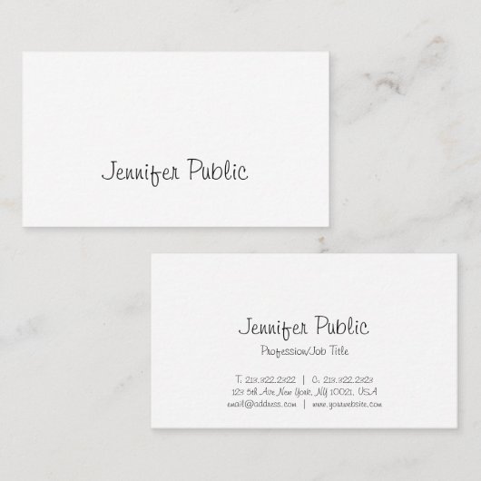 Elegant Freehand Script-minimalistisch design rend Visitekaartje (Voorkant / Achterkant)