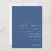 Elegant French Blue Trendy Script Minimal Wedding Kaart (Voorkant)