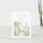 Elegant French Chateau Pastel Bridal Garden Bedankkaart (Voorkant)