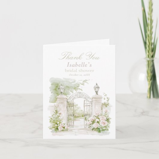 Elegant French Chateau Pastel Bridal Garden Bedankkaart (Voorkant)
