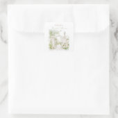 Elegant French Chateau Pastel Bridal Garden  Vierkante Sticker (Tas)