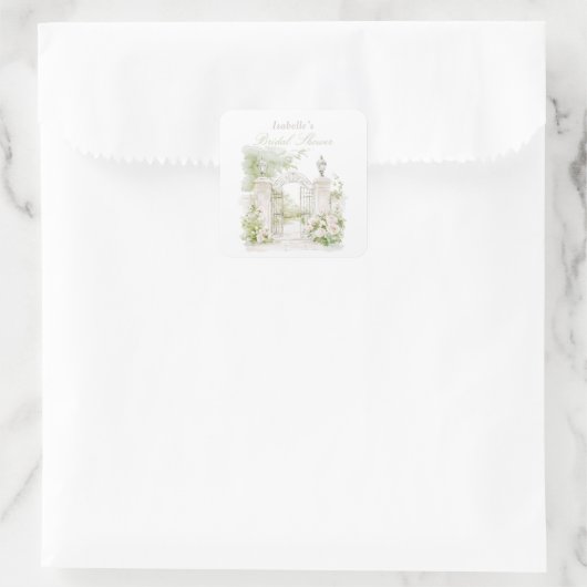 Elegant French Chateau Pastel Bridal Garden Vierkante Sticker (Tas)