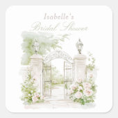 Elegant French Chateau Pastel Bridal Garden  Vierkante Sticker (Voorkant)