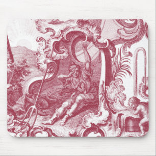 Elegant French Country Antiek Red Toile de Jouy Muismat