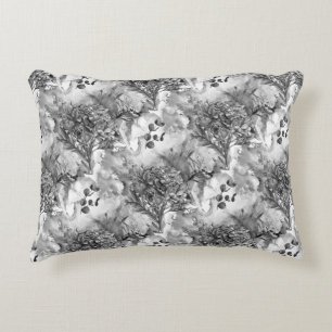 Elegant French Country Black and White Floral Accent Kussen