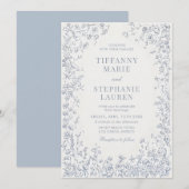 Elegant French Floral Wedding Invitation (Devant / Derrière)