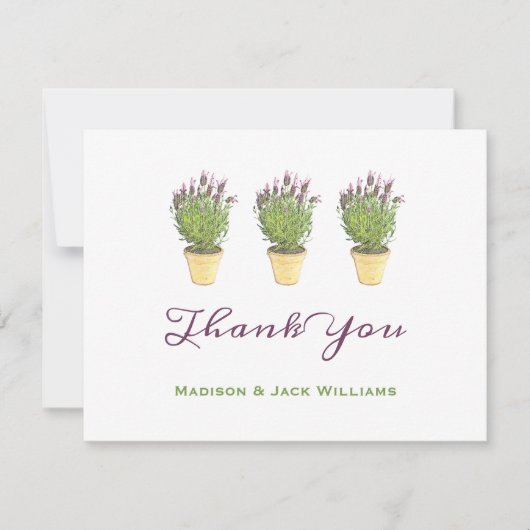 Elegant French Lavender Potted Plant Hartelijk dan Bedankkaart (Voorkant)