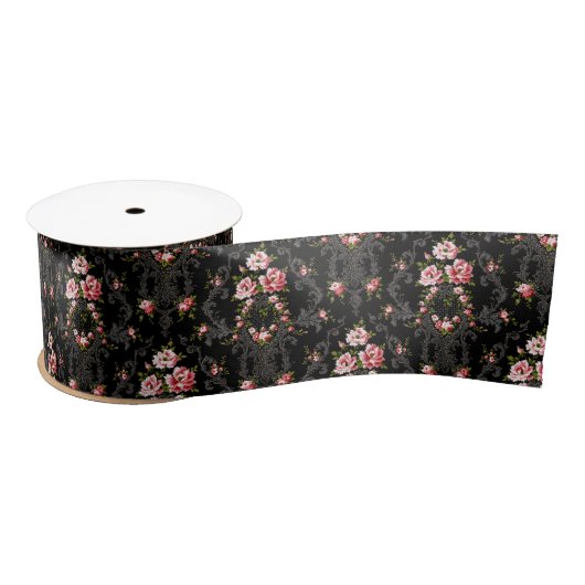 Elegant French Rococo Floral-Black Background Lint (Spoel)