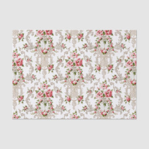 Elegant French Rococo Floral-White Background Tissuepapier