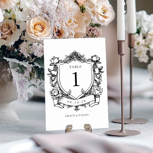 Elegant French Rozen  Crest Wedding Kaart