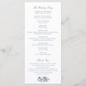 Elegant French Rozen Dusty Blue Crest Wedding Programma (Achterkant)