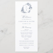 Elegant French Rozen Dusty Blue Crest Wedding Programma (Voorkant)