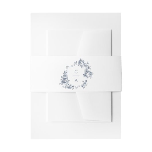 Elegant French Rozen Floral Crest Wedding Monogram Uitnodigingen Wikkel (Voorkant Voorbeeld)