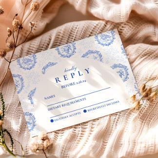 Elegant French Toile Graduation Party RSVP Kaartje