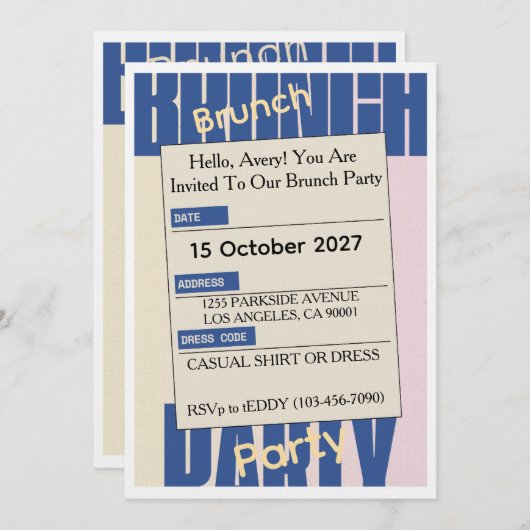 Elegant Friday Brunch Invitation – Modern (Devant / Derrière)
