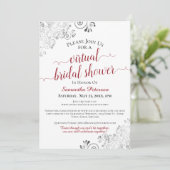 Elegant Frilly Red & White Virtual Vrijgezellenfee Kaart (Staand voorkant)