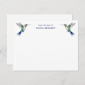 Elegant From the Desk of Personalized Hummingbird  Notitiekaartje (Voorkant / Achterkant)