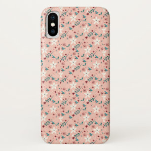 Elegant froral roze iPhone x hoesje