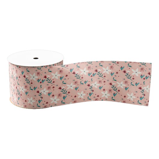 Elegant froral roze grosgrain lint (Spoel)