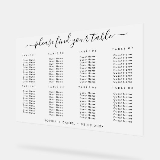 Elegant Frosted Acryl Zittingkaart voor Bruiloft Acryl Bord (Hoek)