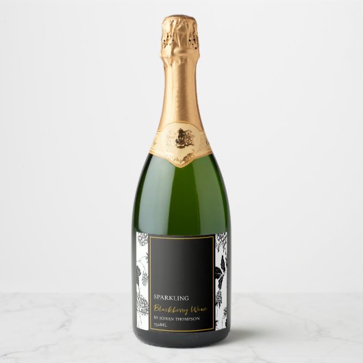 Elegant Fruit Mousserende BlackBerry Wijn Label Sparkling Wijnetiket (Voorkant)