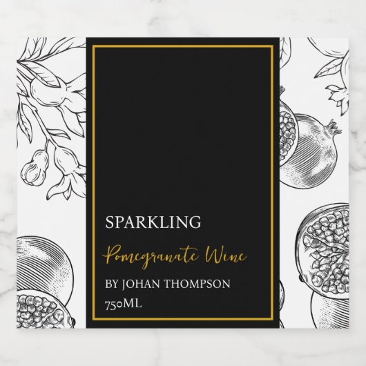 Elegant Fruit Mousserende Granaatappel Wijn Label Sparkling Wijnetiket (Enkel label)