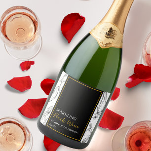 Elegant Fruit Mousserende Perzik Wijn Zwart Label Sparkling Wijnetiket