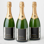 Elegant Fruit Mousserende Perzik Wijn Zwart Label Sparkling Wijnetiket (Flessen)