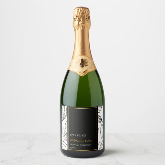 Elegant Fruit Mousserende Watermeloen Wijn Label Sparkling Wijnetiket (Voorkant)
